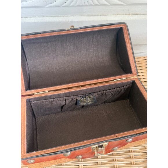 Vintage 50's Mr R Wood Leather Box Purse Treasure Chest - Picture 12 of 16